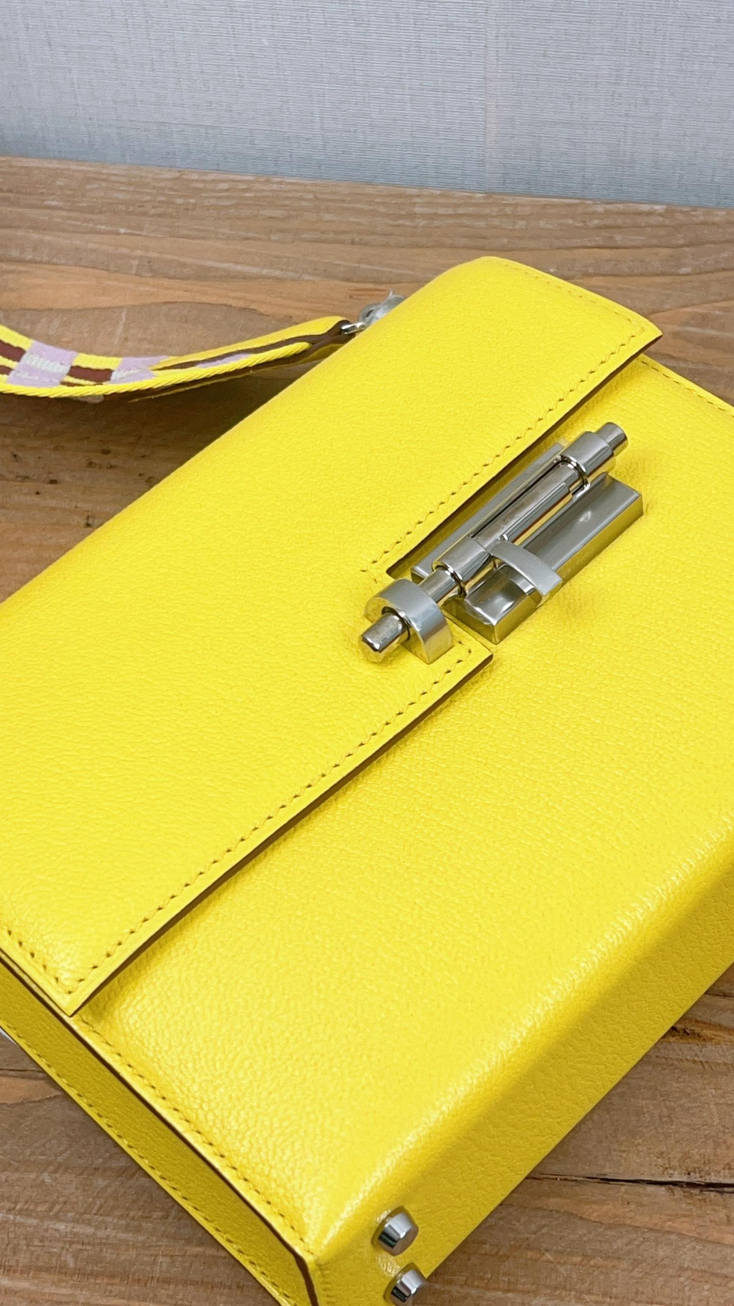 Hermes Jaune Citron Mini Verrou (PHW)
