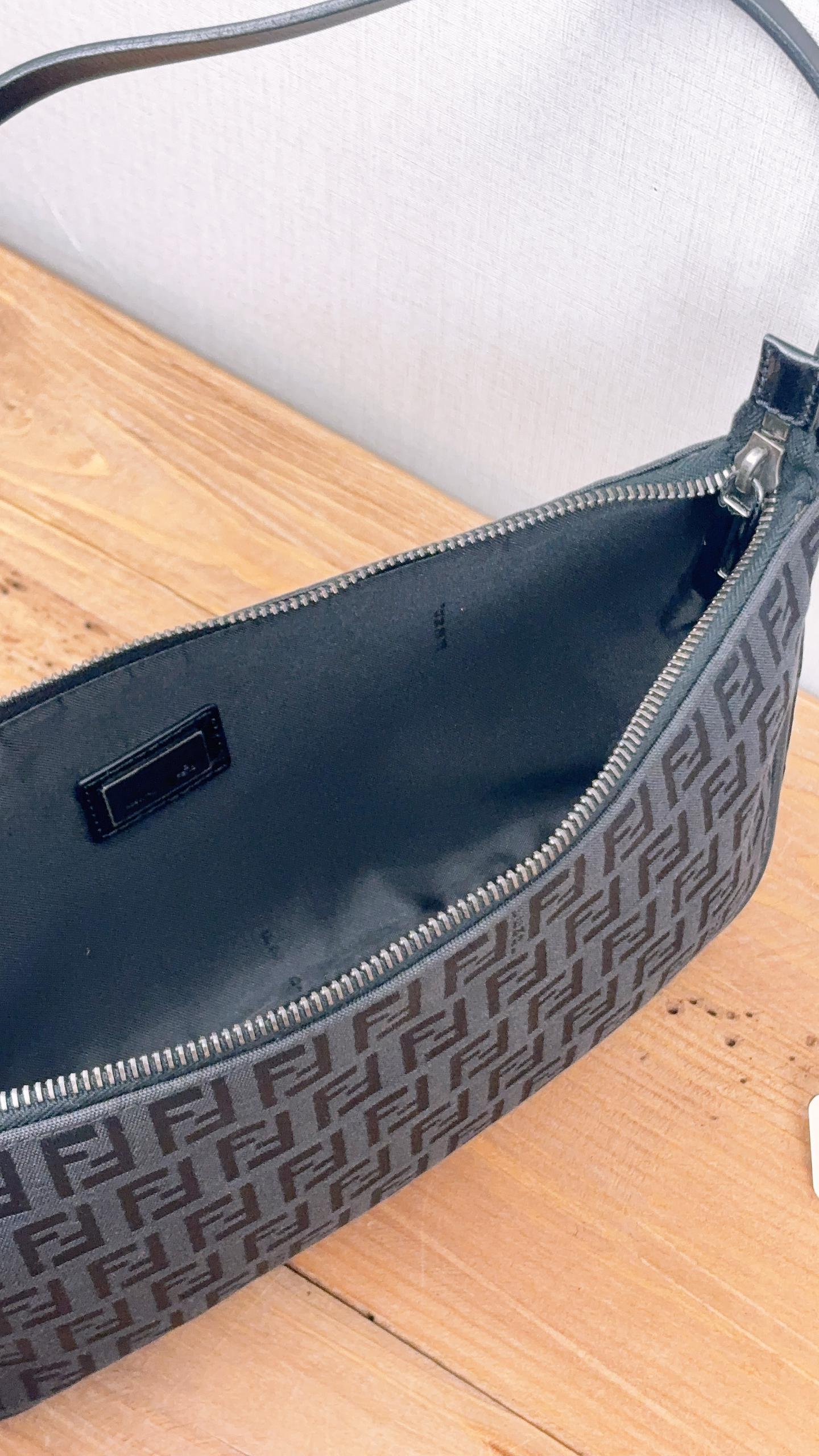Fendi Black Zucchino Vintage Shoulder Bag