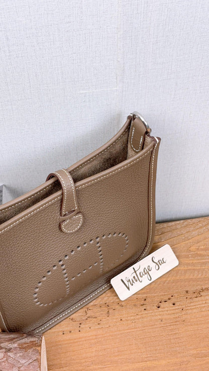 Hermes Etoupe Mini Evelyne (PHW)