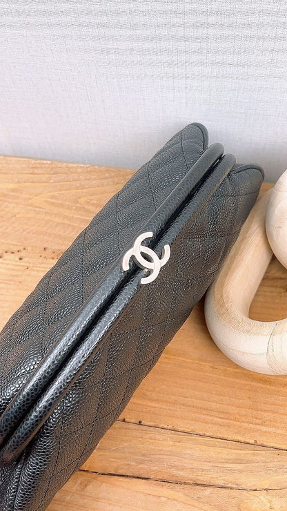 Chanel Black Caviar Timeless Clutch (SHW)