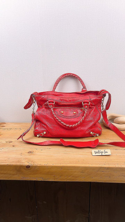 Balenciaga Red Velo Shoulder Bag (GHW)