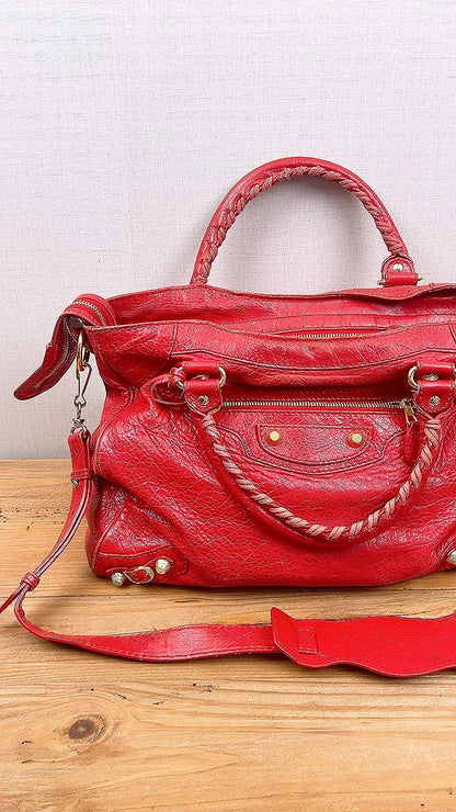 Balenciaga Red Velo Shoulder Bag (GHW)