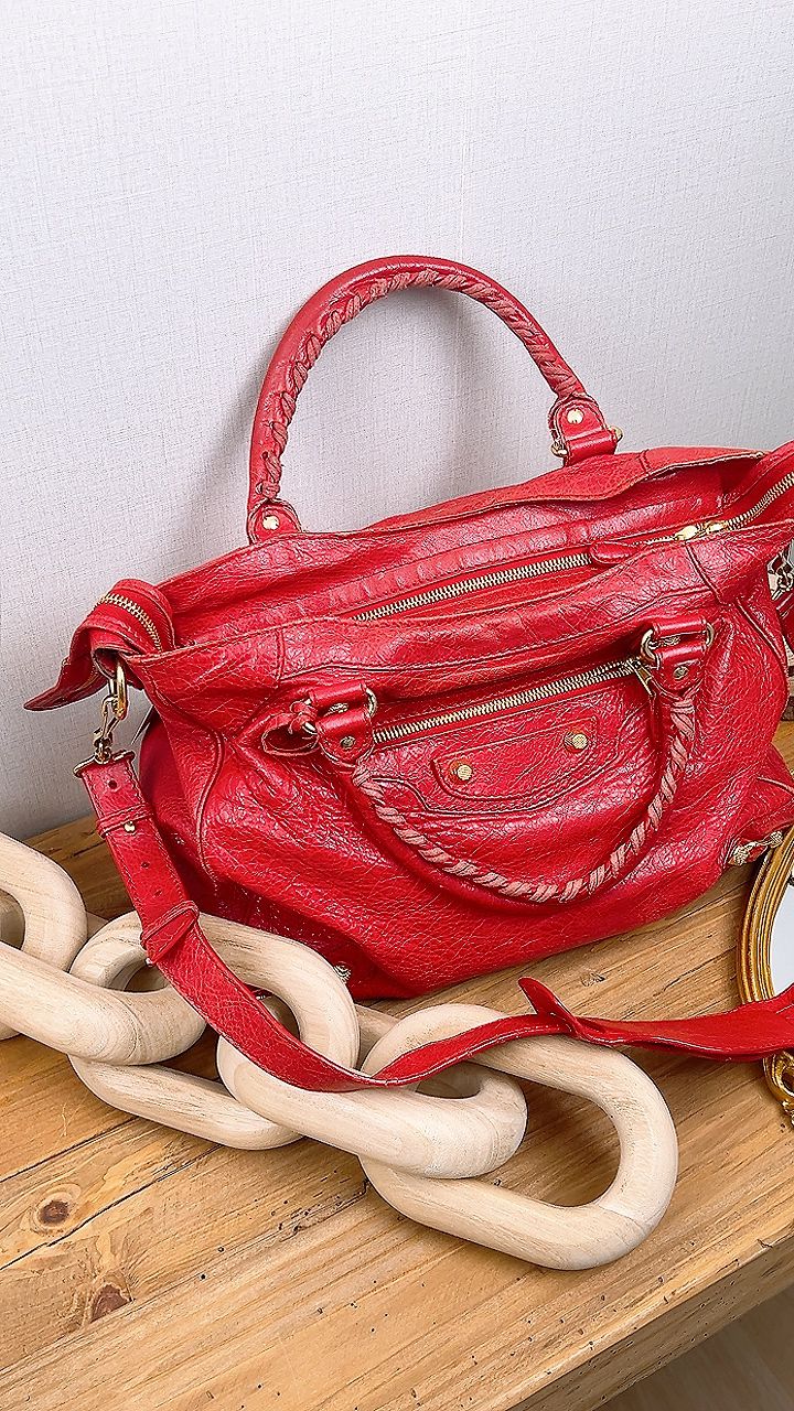 Balenciaga Red Velo Shoulder Bag (GHW)