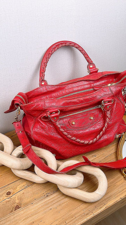 Balenciaga Red Velo Shoulder Bag (GHW)