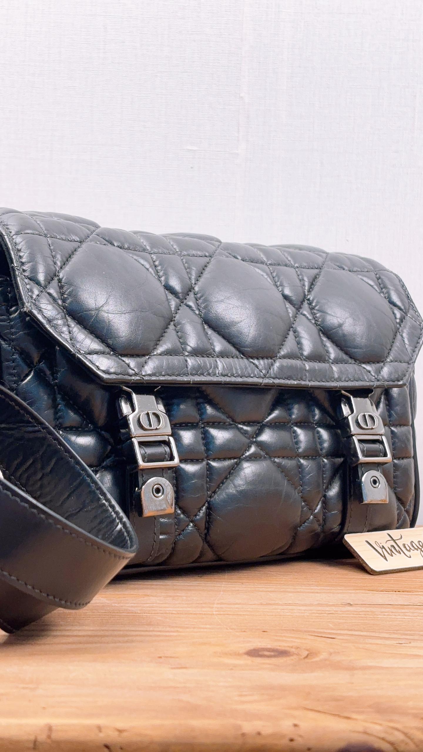 Dior Black Macrocannage Calfskin Small Diorcamp Messenger Bag