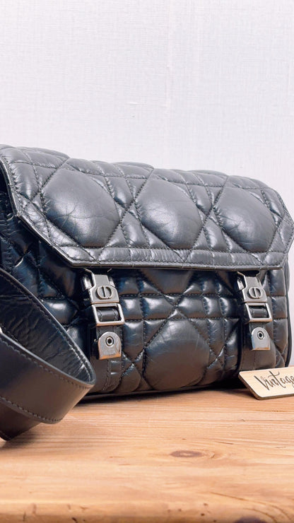 Dior Black Macrocannage Calfskin Small Diorcamp Messenger Bag