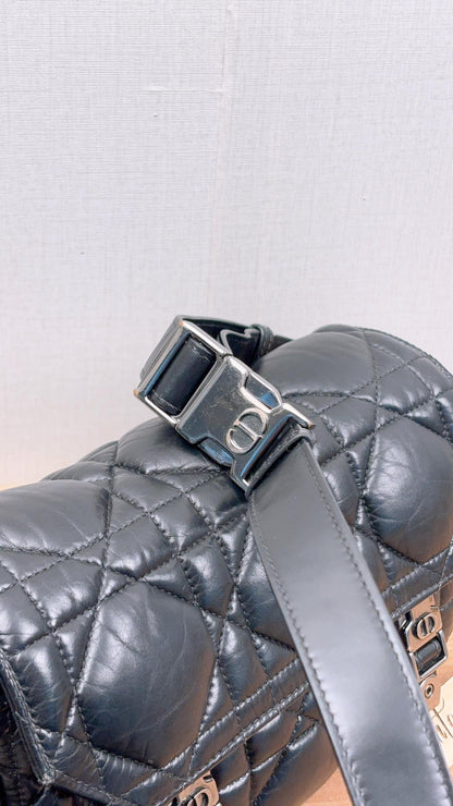 Dior Black Macrocannage Calfskin Small Diorcamp Messenger Bag