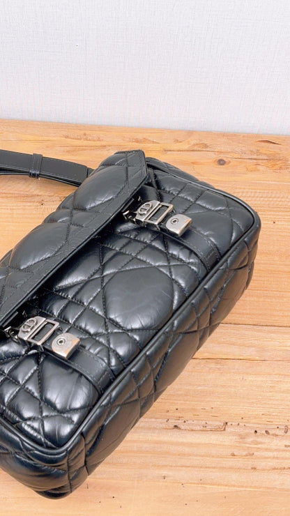 Dior Black Macrocannage Calfskin Small Diorcamp Messenger Bag