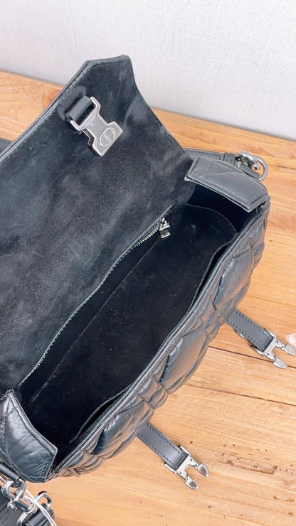 Dior Black Macrocannage Calfskin Small Diorcamp Messenger Bag