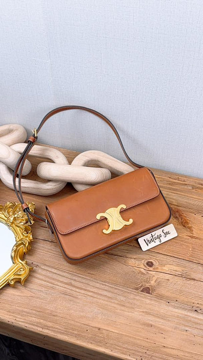 Celine Tan Natural Calfskin Claude Shoulder Bag