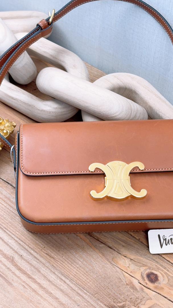 Celine Tan Natural Calfskin Claude Shoulder Bag
