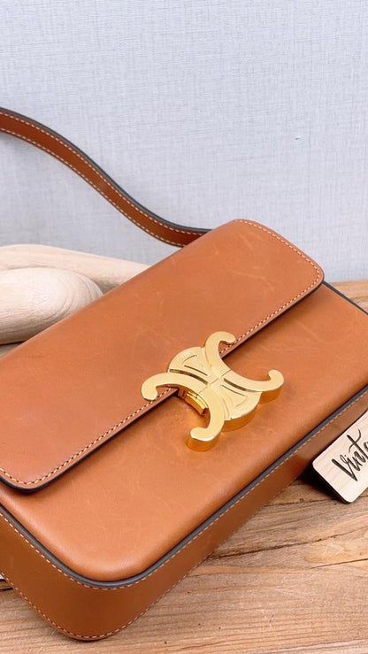 Celine Tan Natural Calfskin Claude Shoulder Bag
