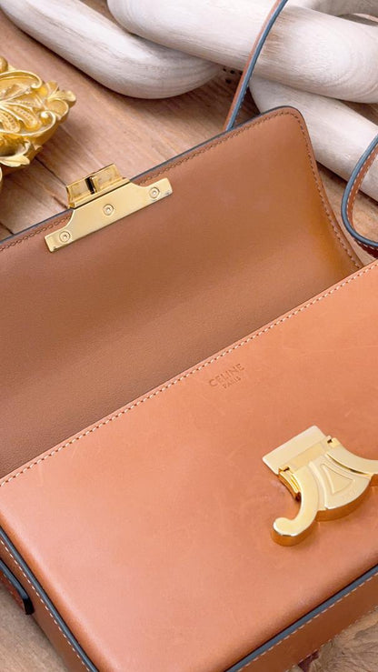 Celine Tan Natural Calfskin Claude Shoulder Bag