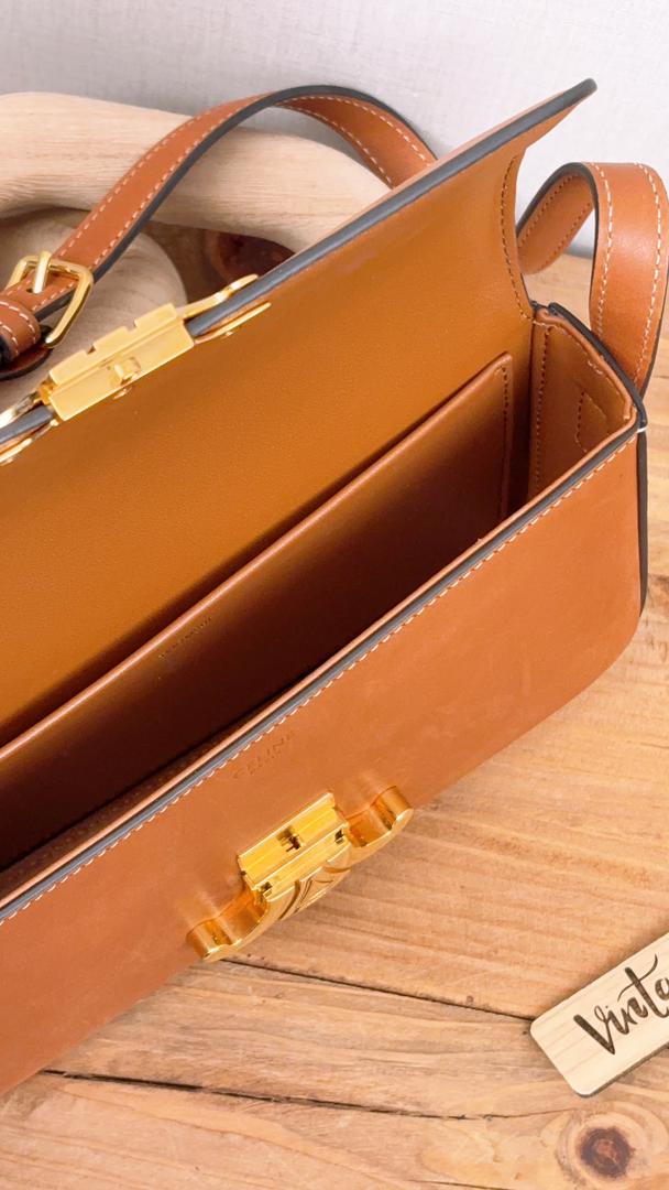 Celine Tan Natural Calfskin Claude Shoulder Bag
