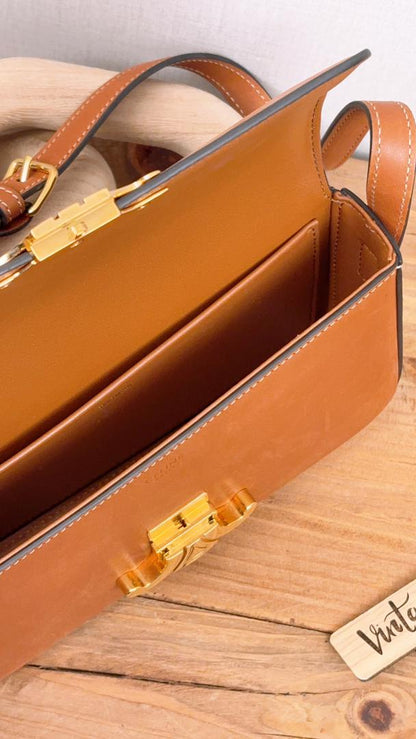 Celine Tan Natural Calfskin Claude Shoulder Bag