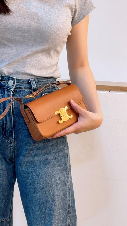 Celine Tan Natural Calfskin Claude Shoulder Bag
