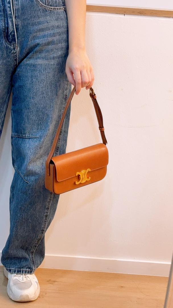 Celine Tan Natural Calfskin Claude Shoulder Bag
