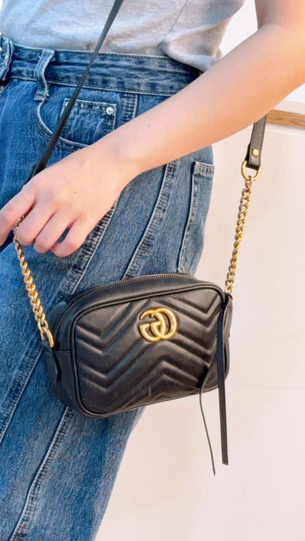 Gucci Black Mini Marmont Camera Bag (GHW)