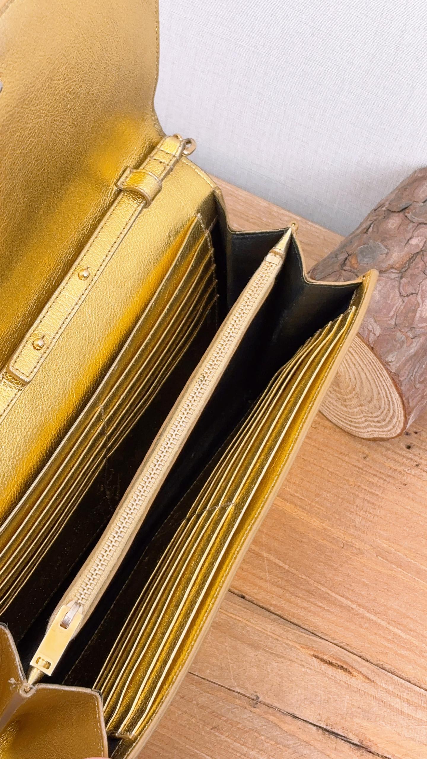 YSL Metallic Gold Calfskin Kate WOC (GHW)