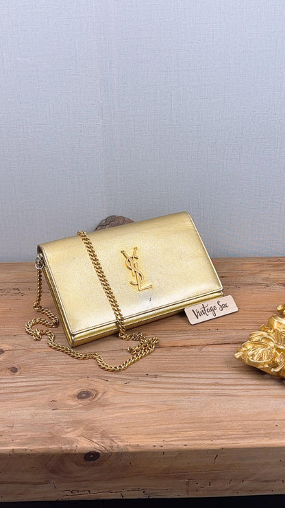 YSL Metallic Gold Calfskin Kate WOC (GHW)