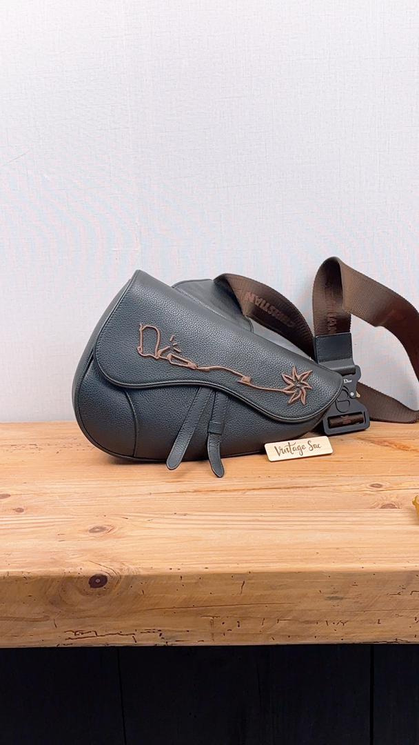 Dior Black Calfskin Cactus Jack Saddle Bag