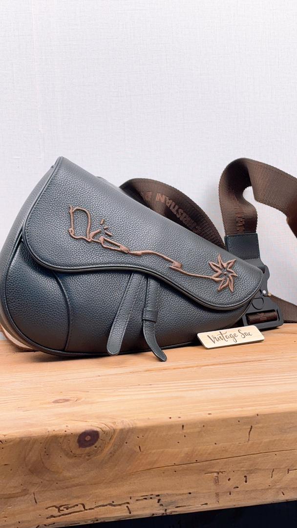 Dior Black Calfskin Cactus Jack Saddle Bag