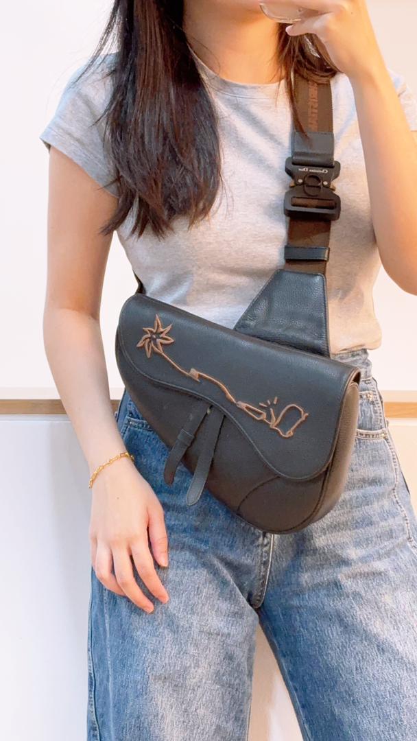 Dior Black Calfskin Cactus Jack Saddle Bag