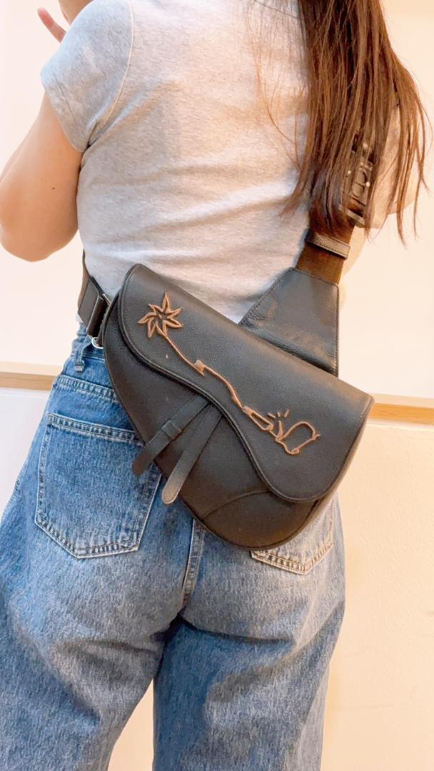 Dior Black Calfskin Cactus Jack Saddle Bag