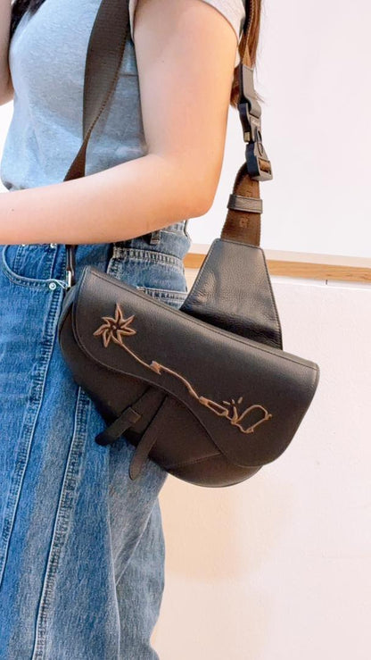 Dior Black Calfskin Cactus Jack Saddle Bag