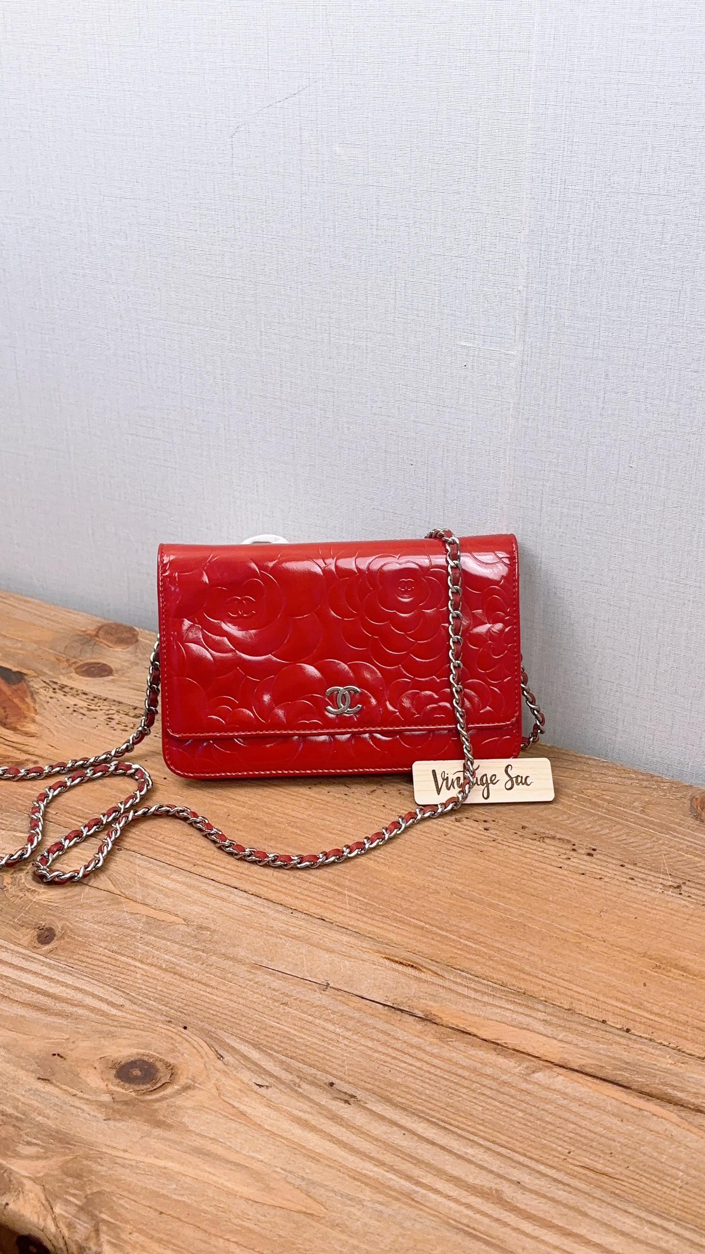 Chanel Red Patent Camellia WOC (SHW)