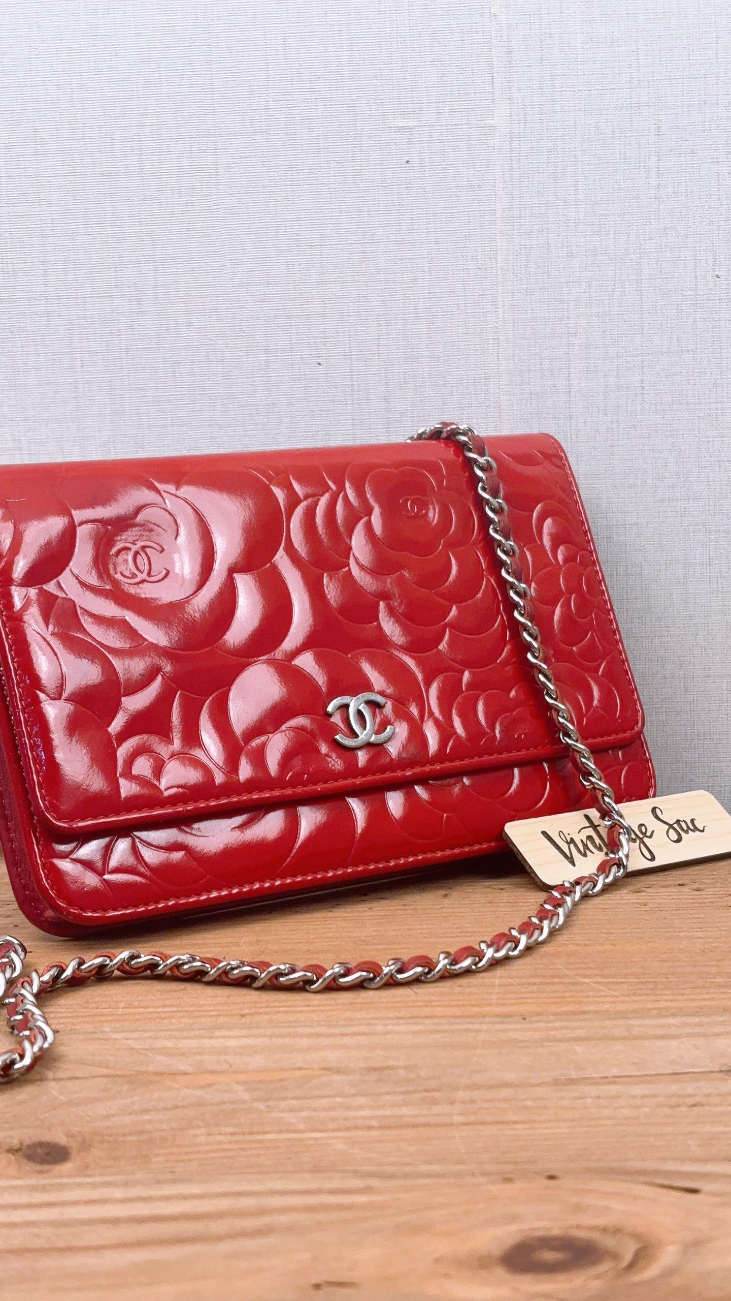 Chanel Red Patent Camellia WOC (SHW)