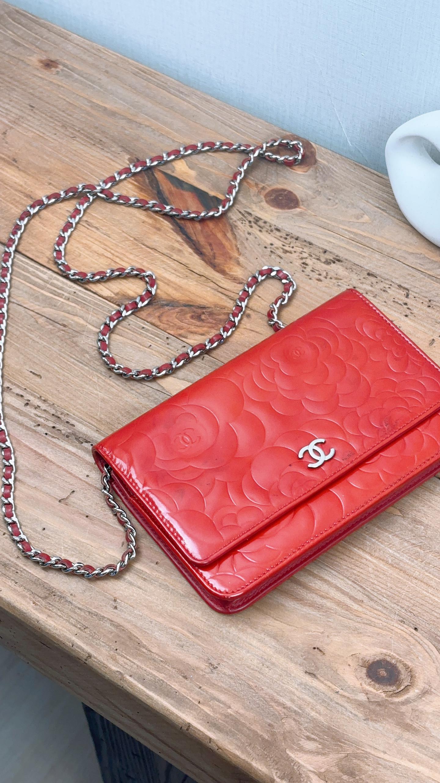Chanel Red Patent Camellia WOC (SHW)