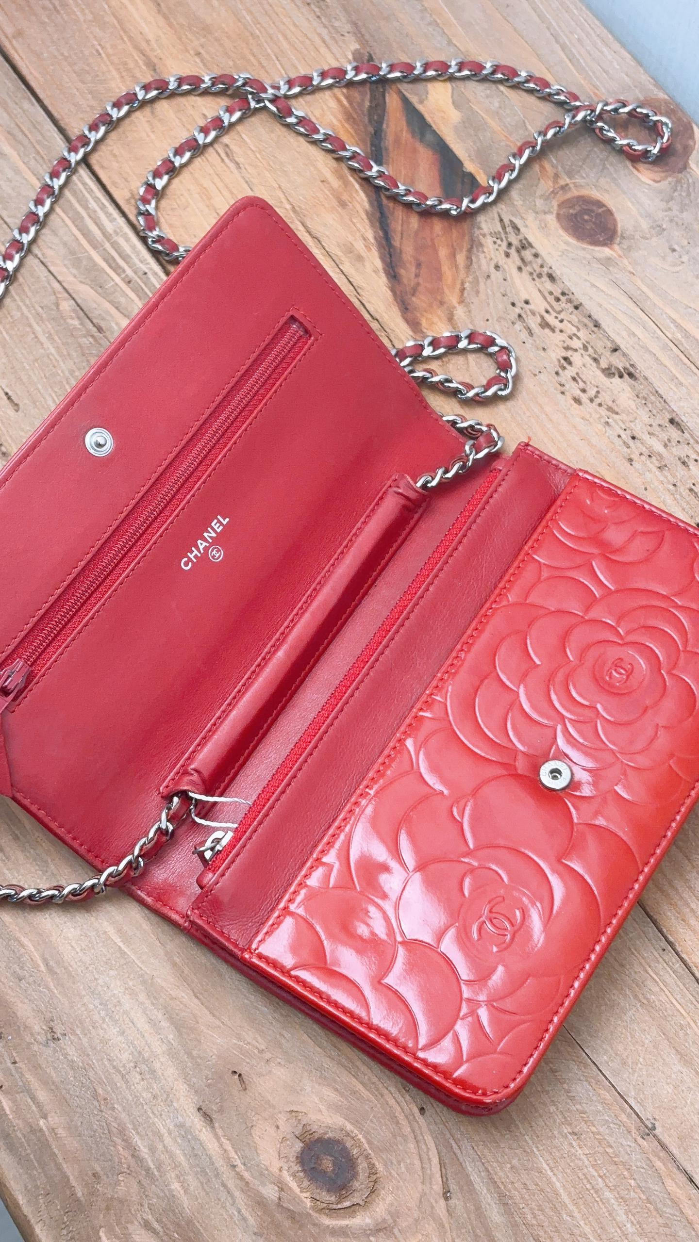 Chanel Red Patent Camellia WOC (SHW)
