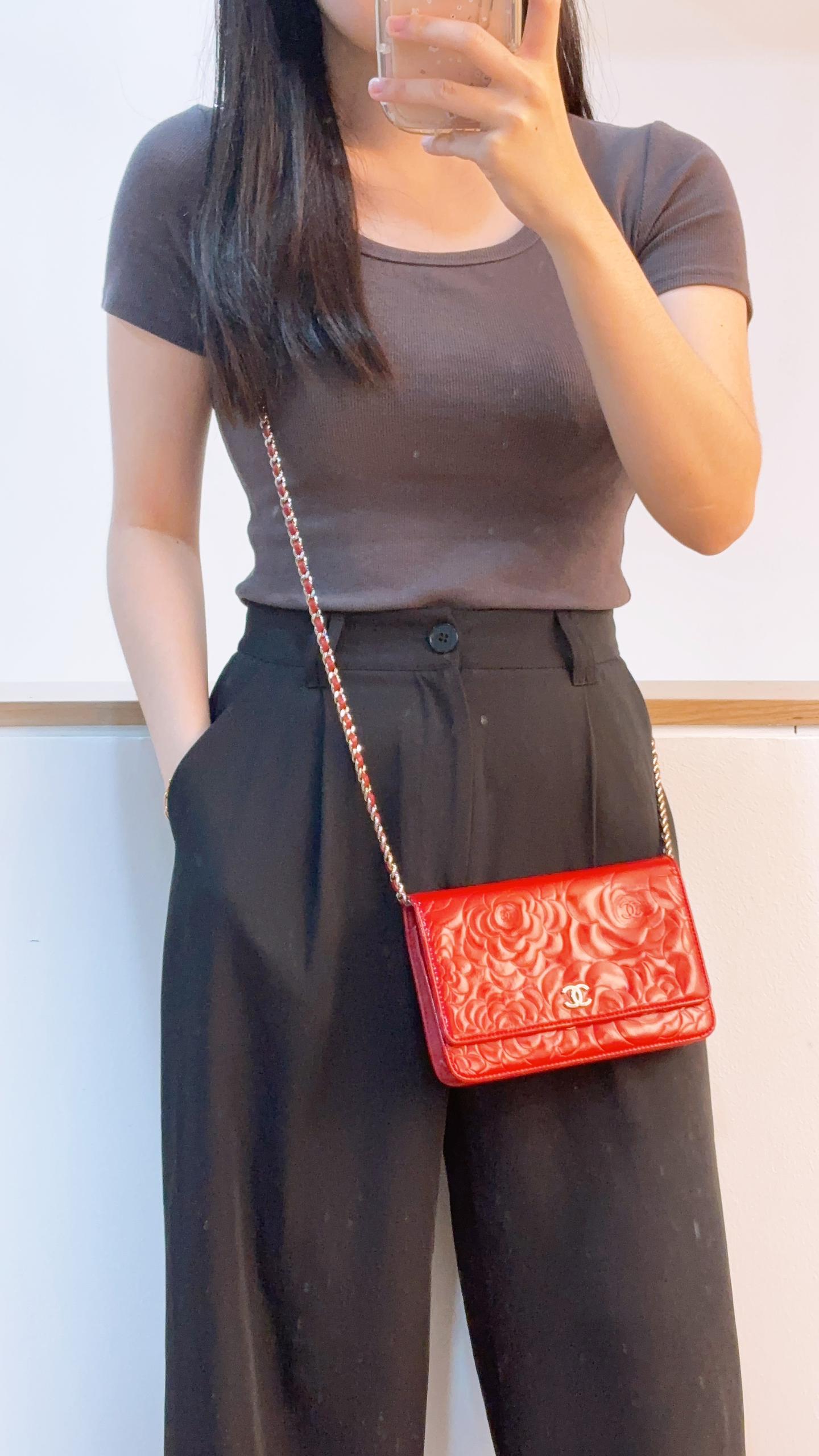 Chanel Red Patent Camellia WOC (SHW)