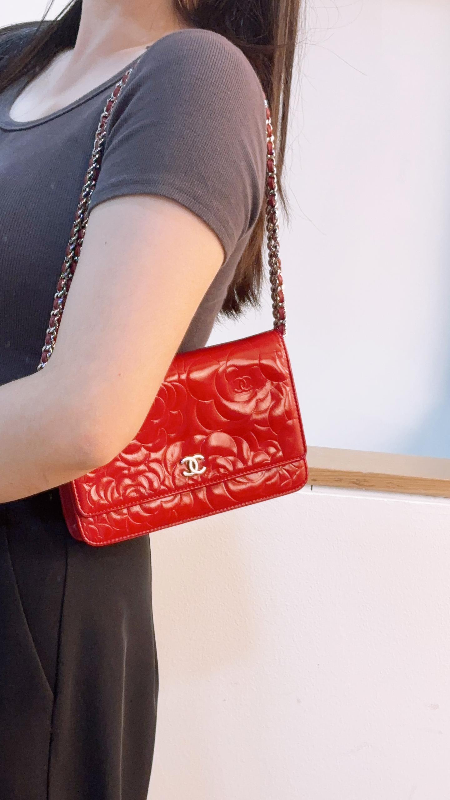 Chanel Red Patent Camellia WOC (SHW)