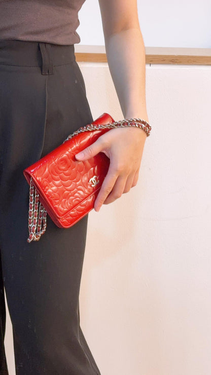 Chanel Red Patent Camellia WOC (SHW)