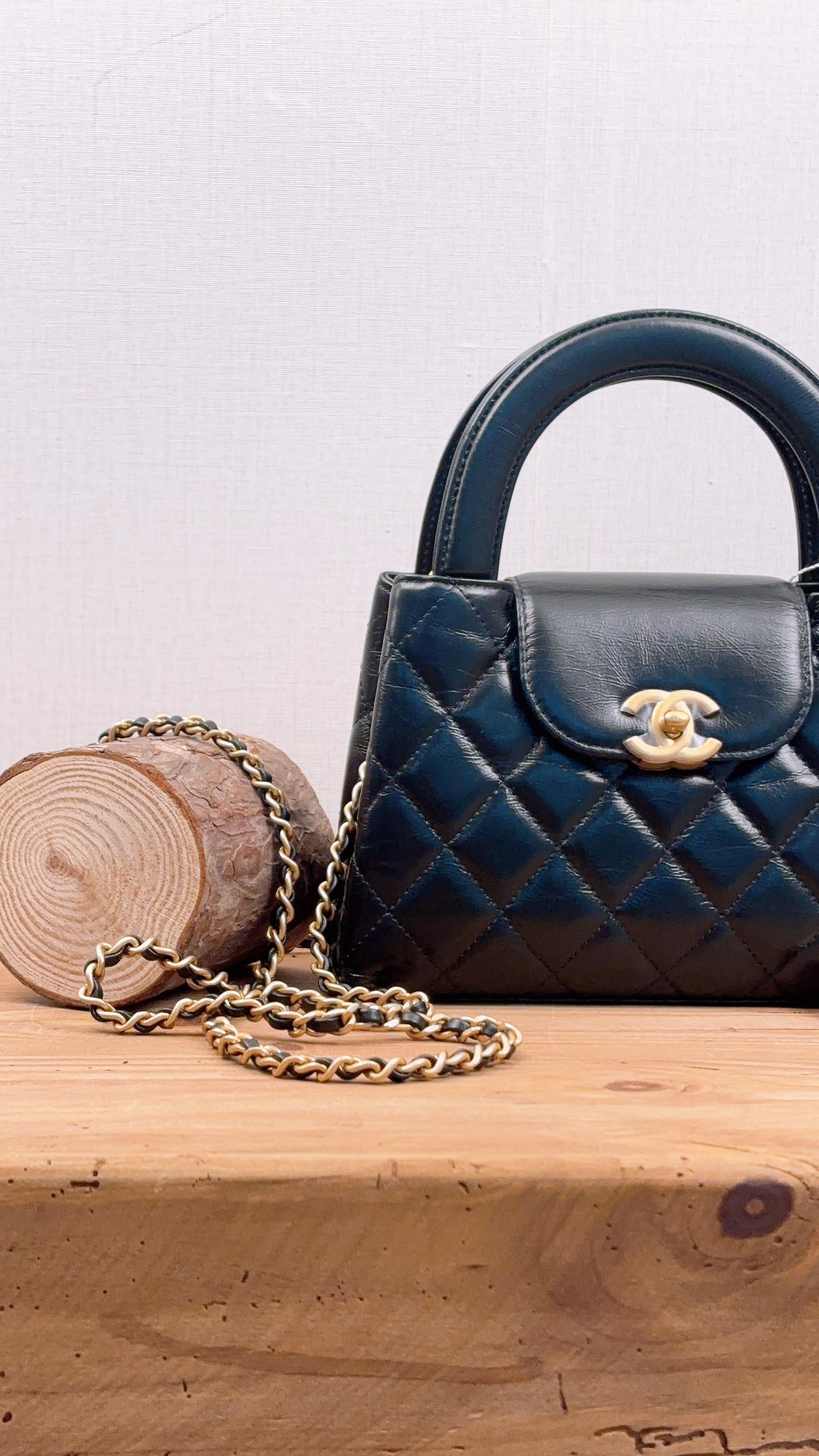 Chanel Black Shiny Calfskin Mini Kelly Shopper Tote (GHW)