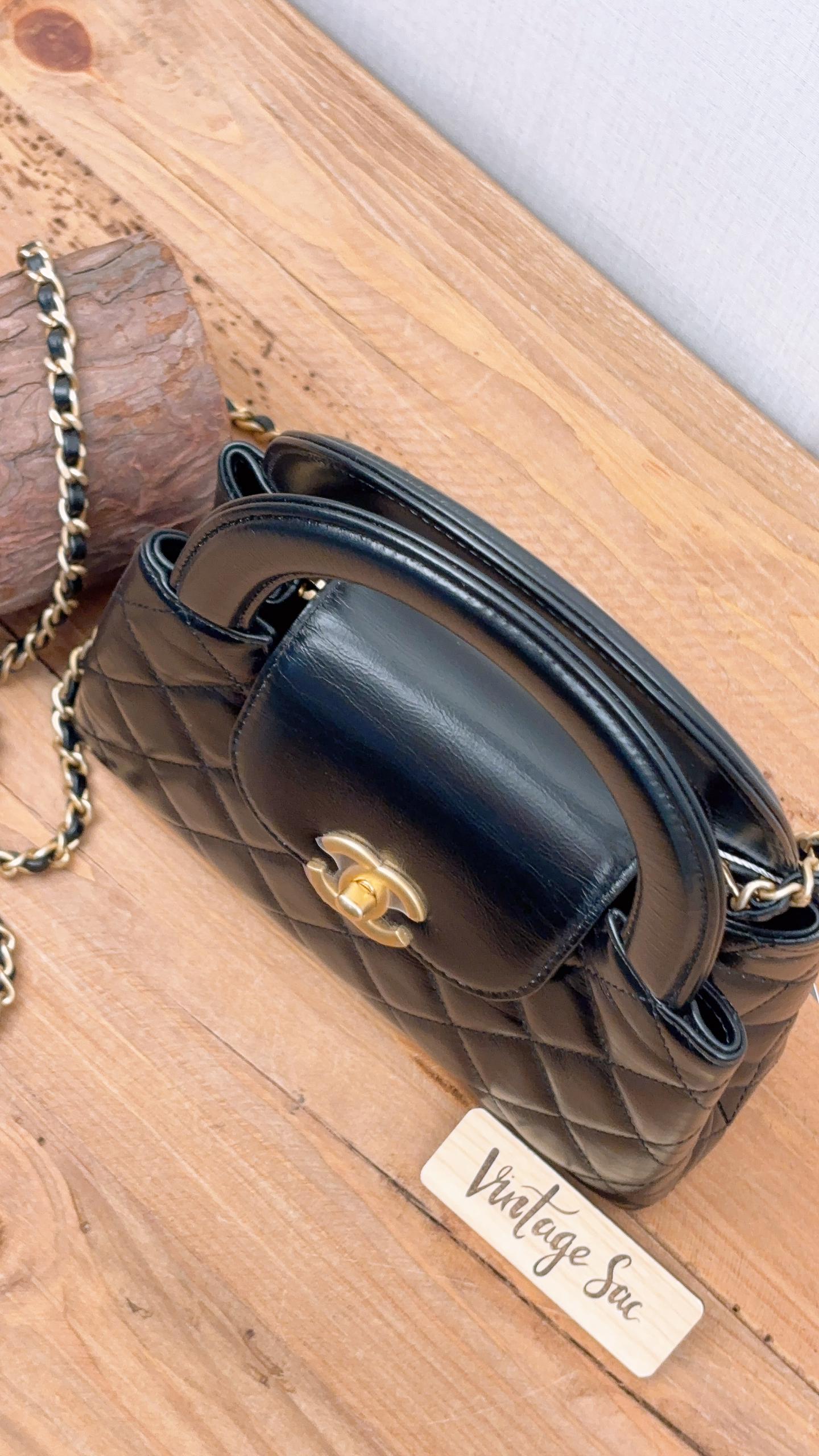 Chanel Black Shiny Calfskin Mini Kelly Shopper Tote (GHW)
