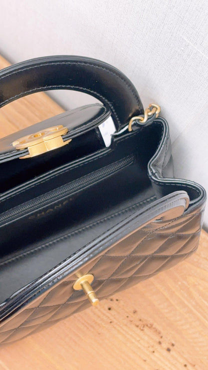 Chanel Black Shiny Calfskin Mini Kelly Shopper Tote (GHW)