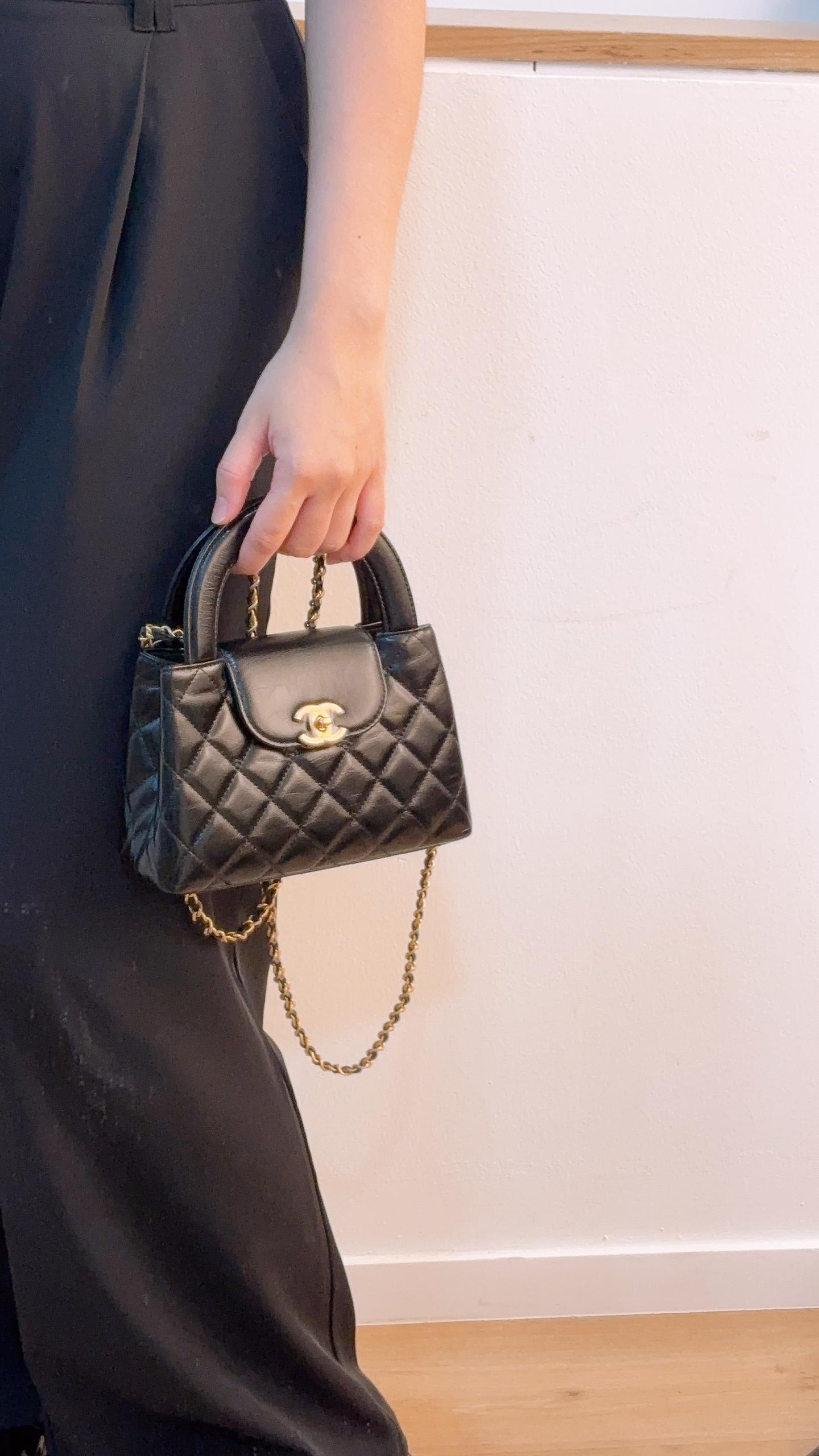Chanel Black Shiny Calfskin Mini Kelly Shopper Tote (GHW)