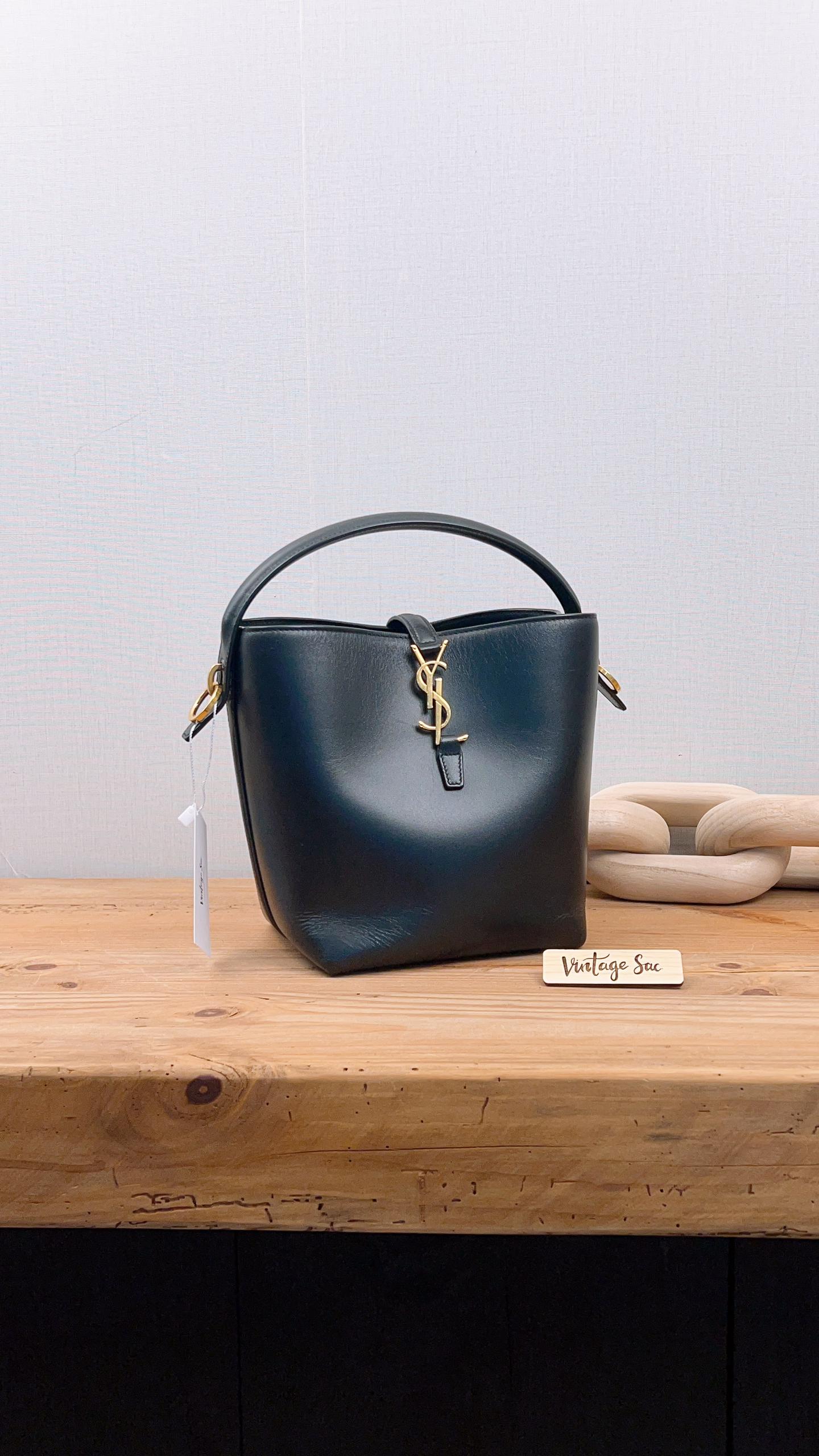 YSL Black Calfskin Le37 Small Bucket Bag (GHW)