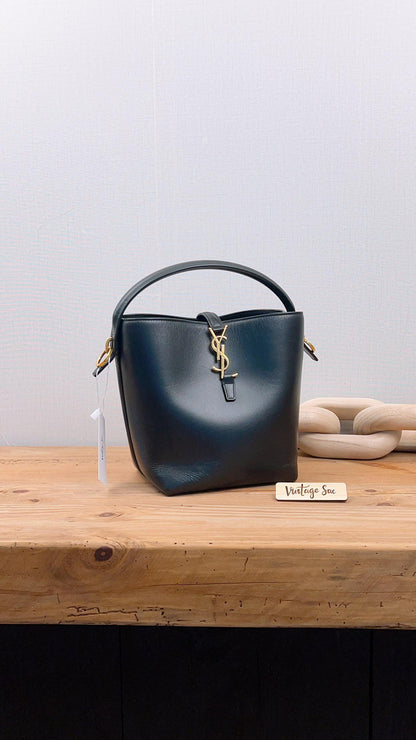 YSL Black Calfskin Le37 Small Bucket Bag (GHW)