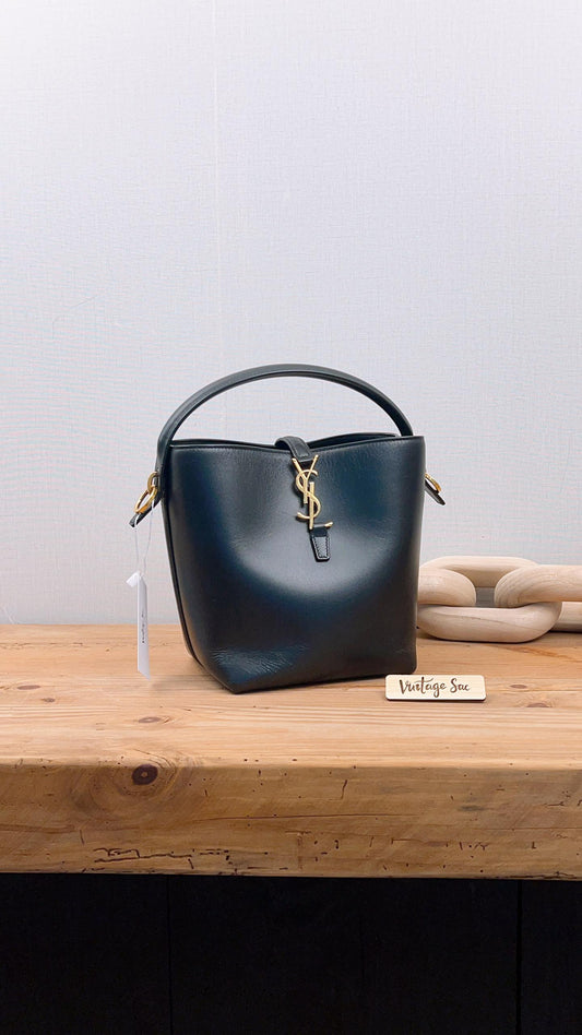 YSL Black Calfskin Le37 Small Bucket Bag (GHW)