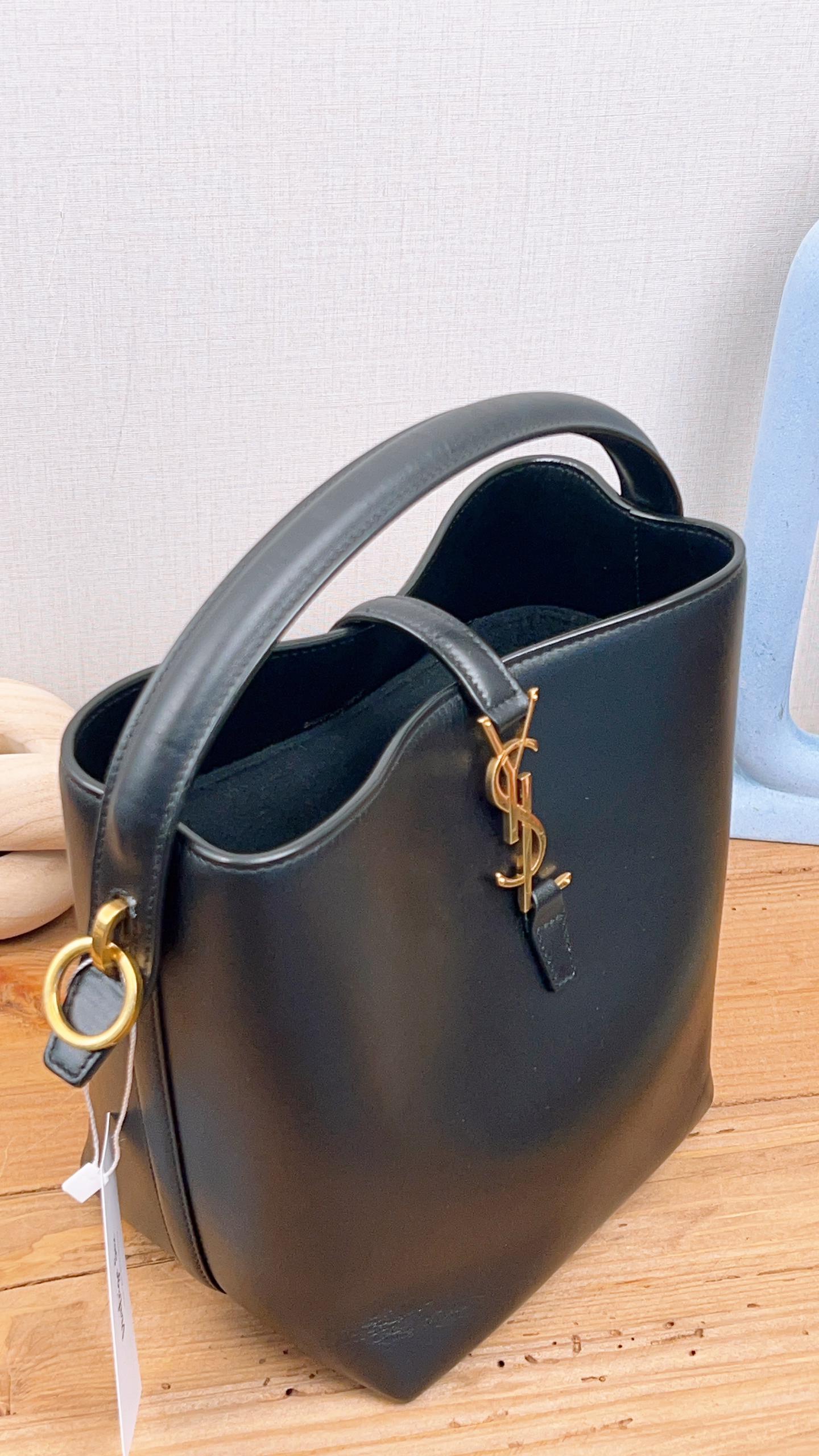 YSL Black Calfskin Le37 Small Bucket Bag (GHW)