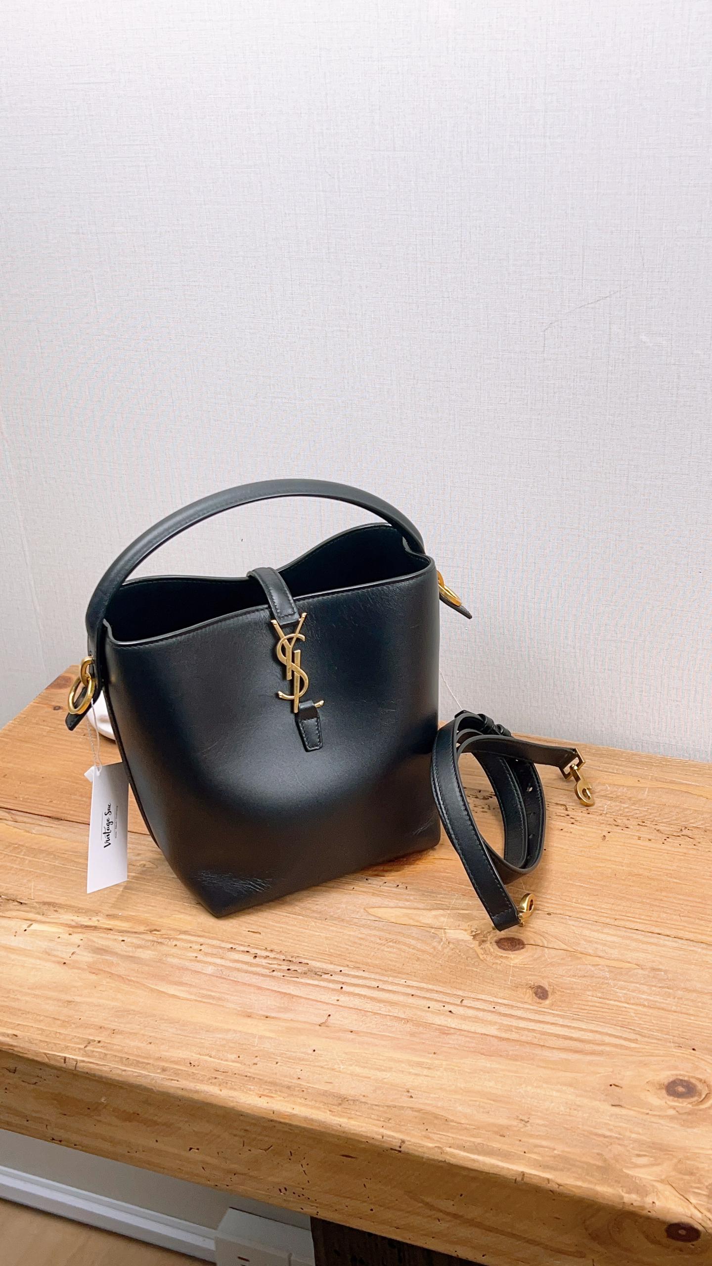 YSL Black Calfskin Le37 Small Bucket Bag (GHW)