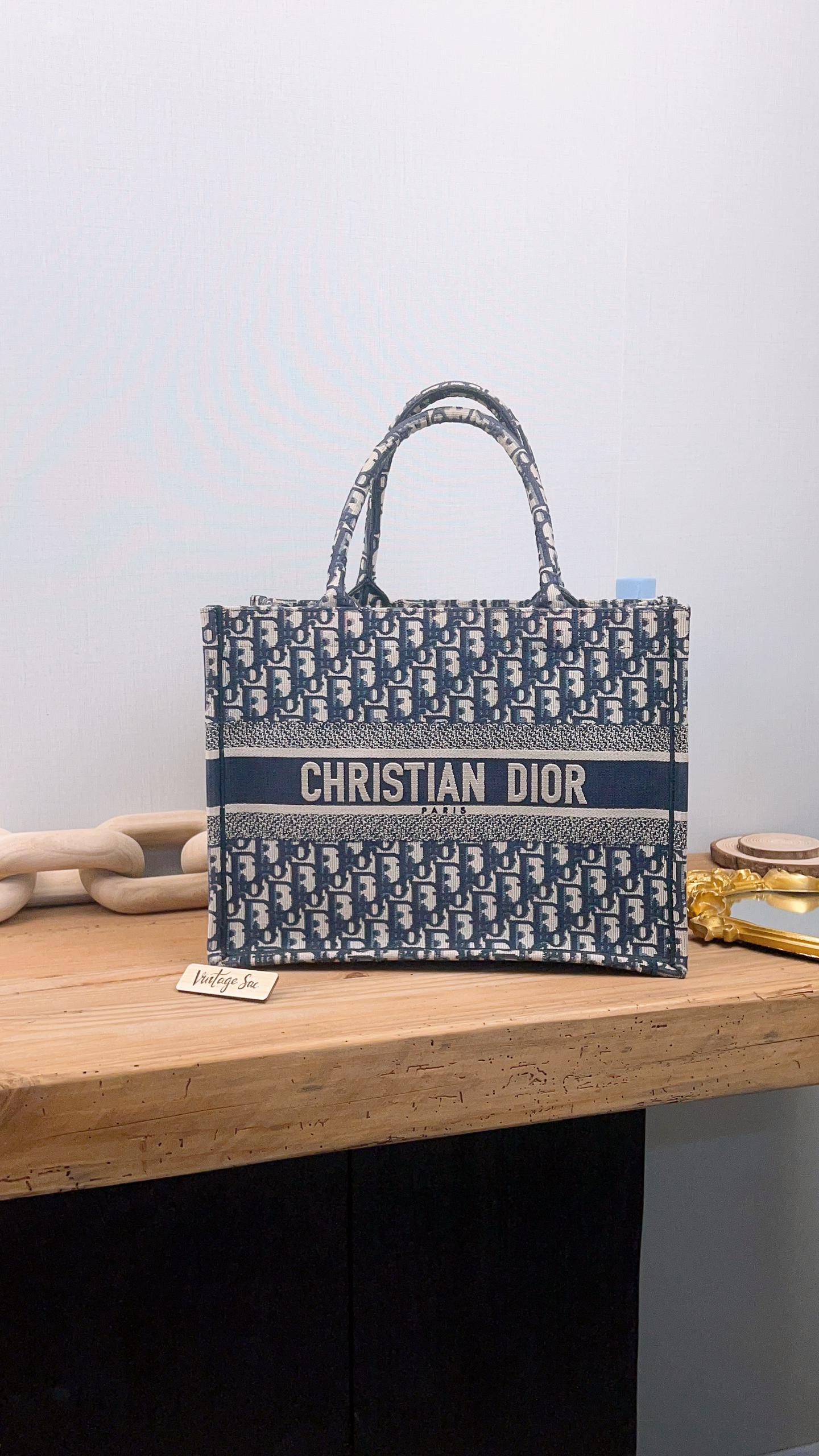 Dior Navy Oblique Medium Book Tote