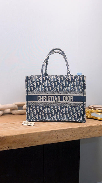 Dior Navy Oblique Medium Book Tote