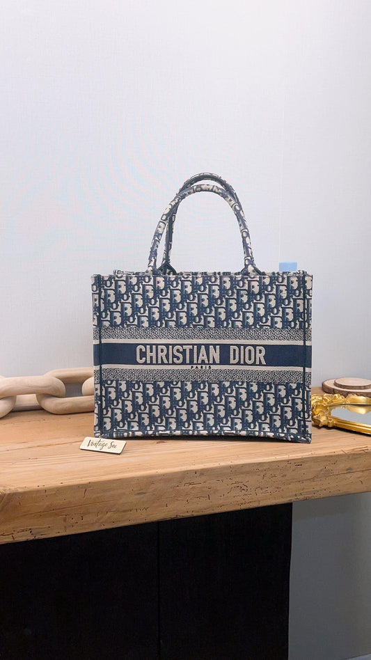 Dior Navy Oblique Medium Book Tote