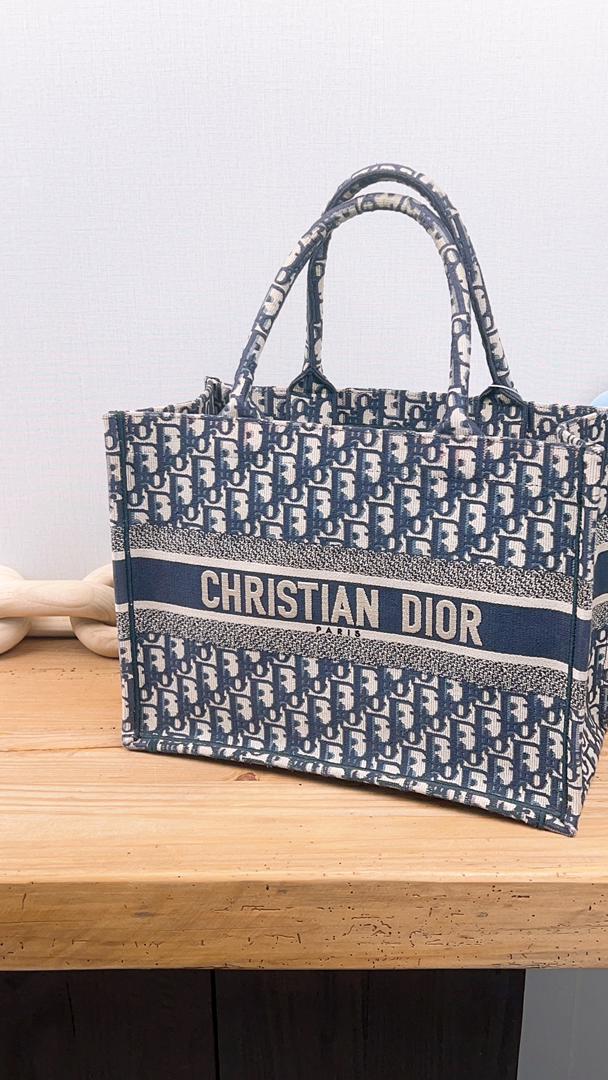 Dior Navy Oblique Medium Book Tote