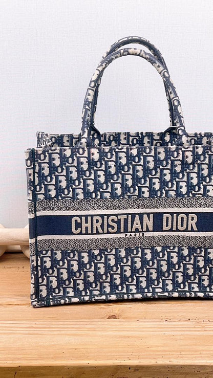 Dior Navy Oblique Medium Book Tote